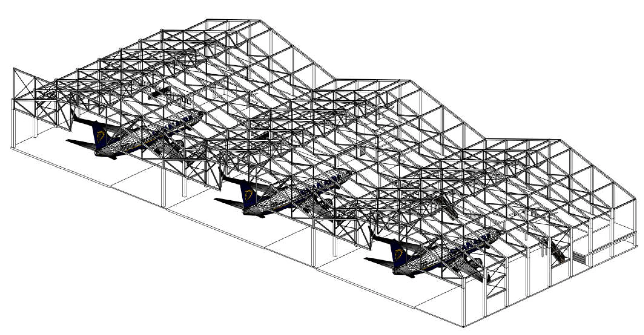 Hangar Ryanair Berlin Brandenburg — model konstrukcji stalowej